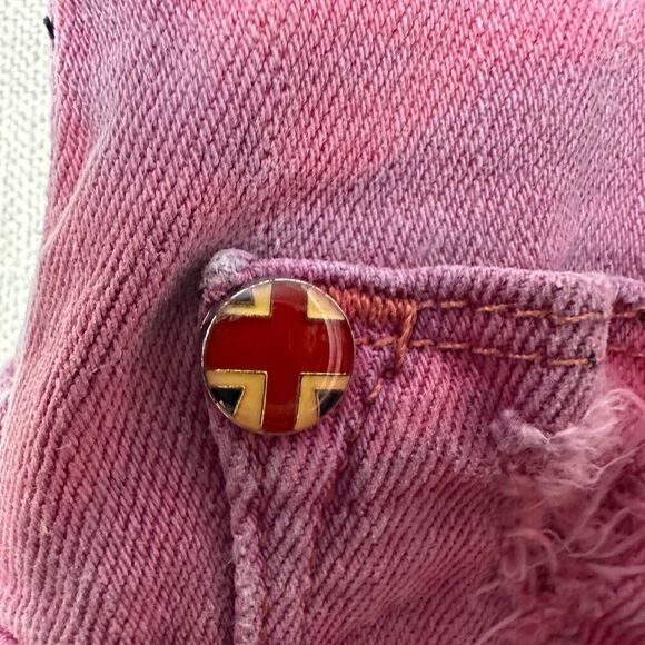 2/$30 Hudson Leigh Boyfriend Pink Button Fly Jeans Size 29 Distressed Mid Rise - Picture 14 of 16